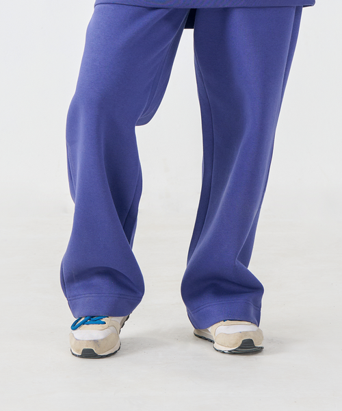 Cozy Fleece Straight-Leg Trousers (Deep Blue)