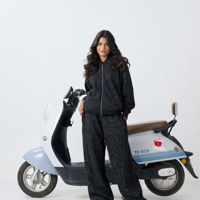 Emboss French Terry Co-ord Set (Black)