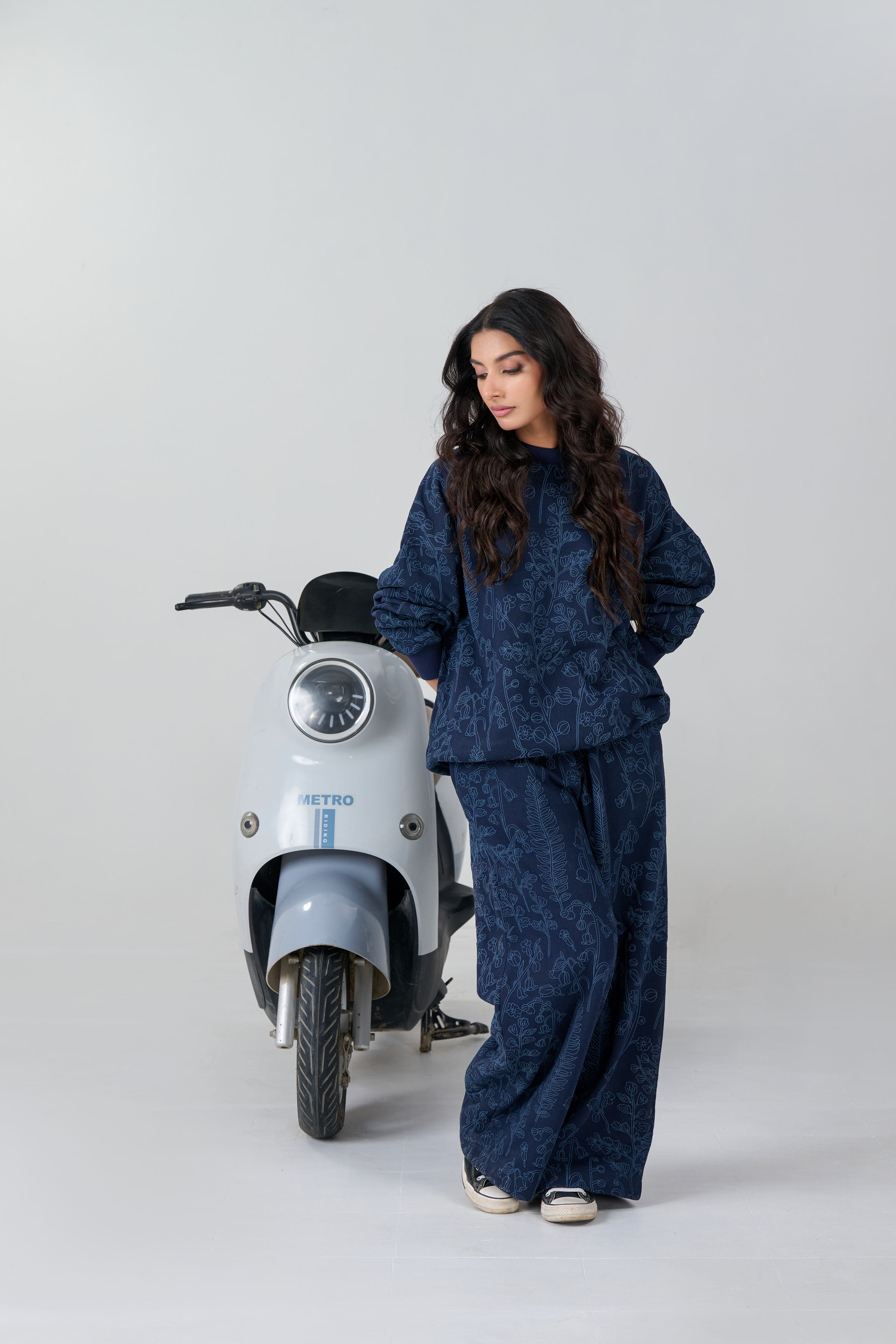 Emboss French Terry Co-ord Set. (Navy Blue)