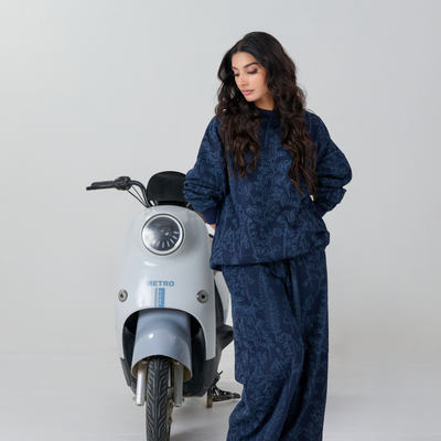 Emboss French Terry Co-ord Set. (Navy Blue)