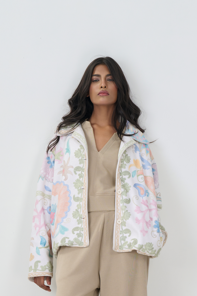 Button Down Collar Jacket (Off White)