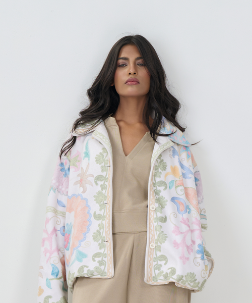 Button Down Collar Jacket (Off White)