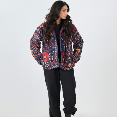 Button Down Collar Jacket Multi Colour (Black)