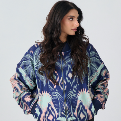 Bomber Jacket (Ikkat-Navy Blue)
