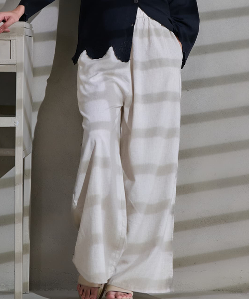 Off-White Linen Wide Leg Relaxed Fit Trouser