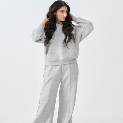 Cozy Fleece Pullover Co-Ord Set (Heather Grey)