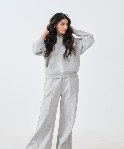 Cozy Fleece Pullover Co-Ord Set (Heather Grey)