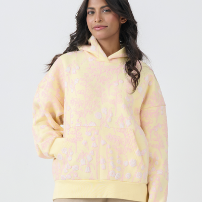 Loose Fit Fleece Pull Over Hoodie (Yellow)