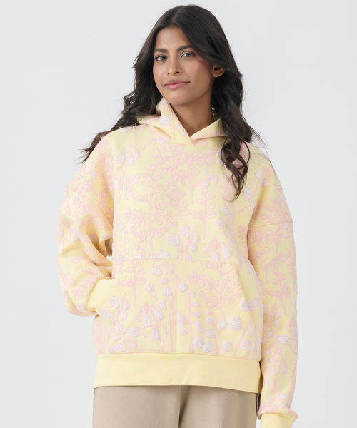 Loose Fit Fleece Pull Over Hoodie (Yellow)