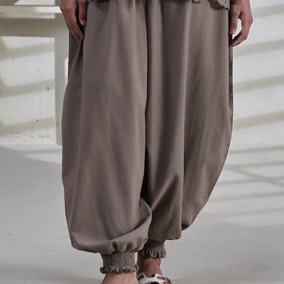 Brown Linen Balloon Pants