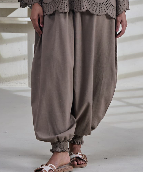Brown Linen Balloon Pants