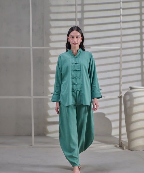 Green Linen Co-ord Set