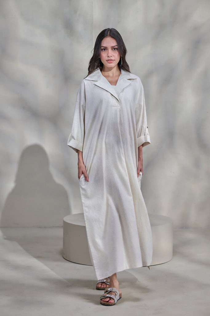 Off-White Linen Dress