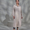 Beige Linen Front Open Dress