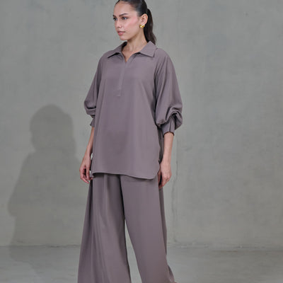 Brown Crepe Co-ord Set