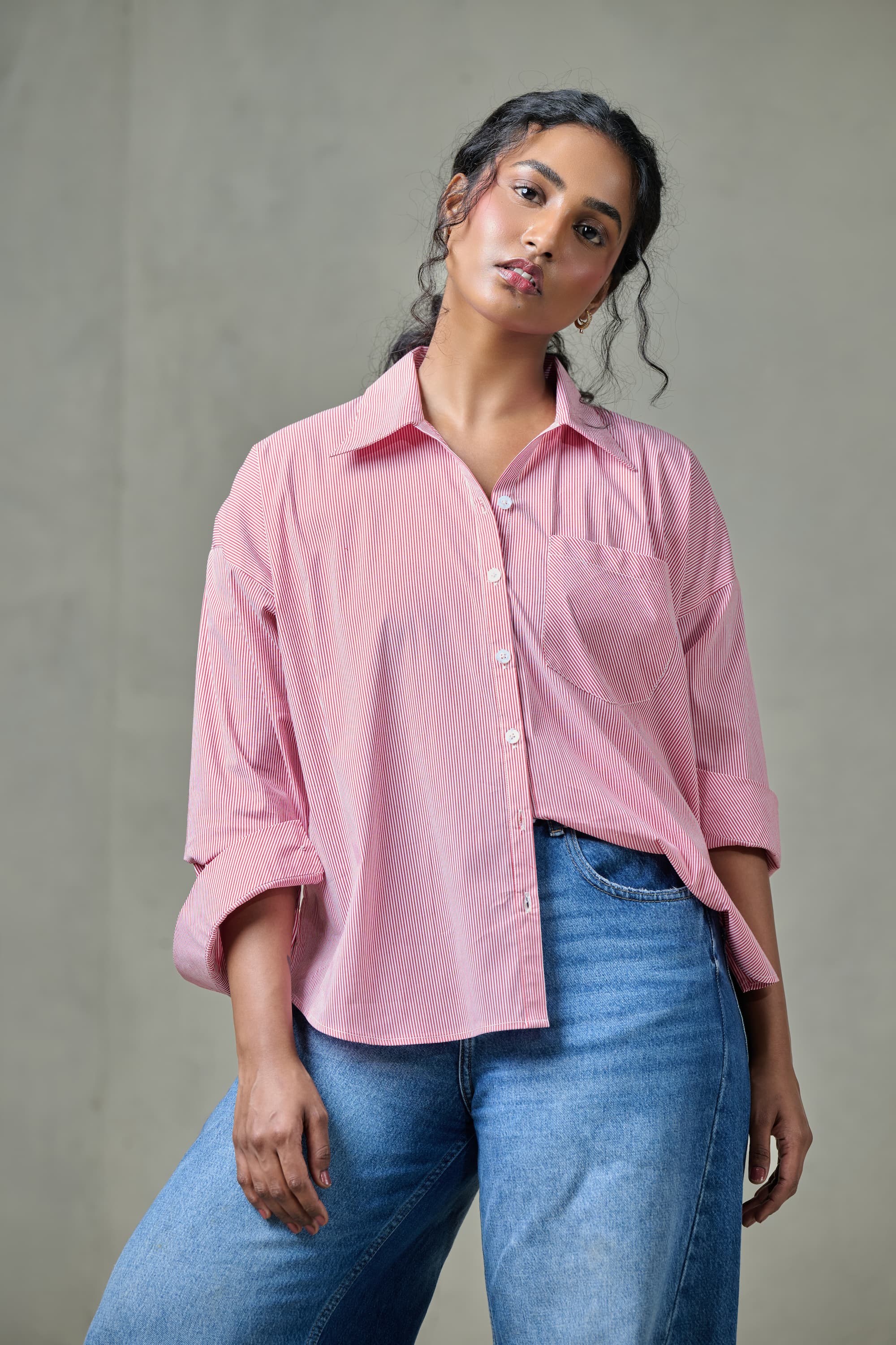 Pink Striped Poplin Shirt