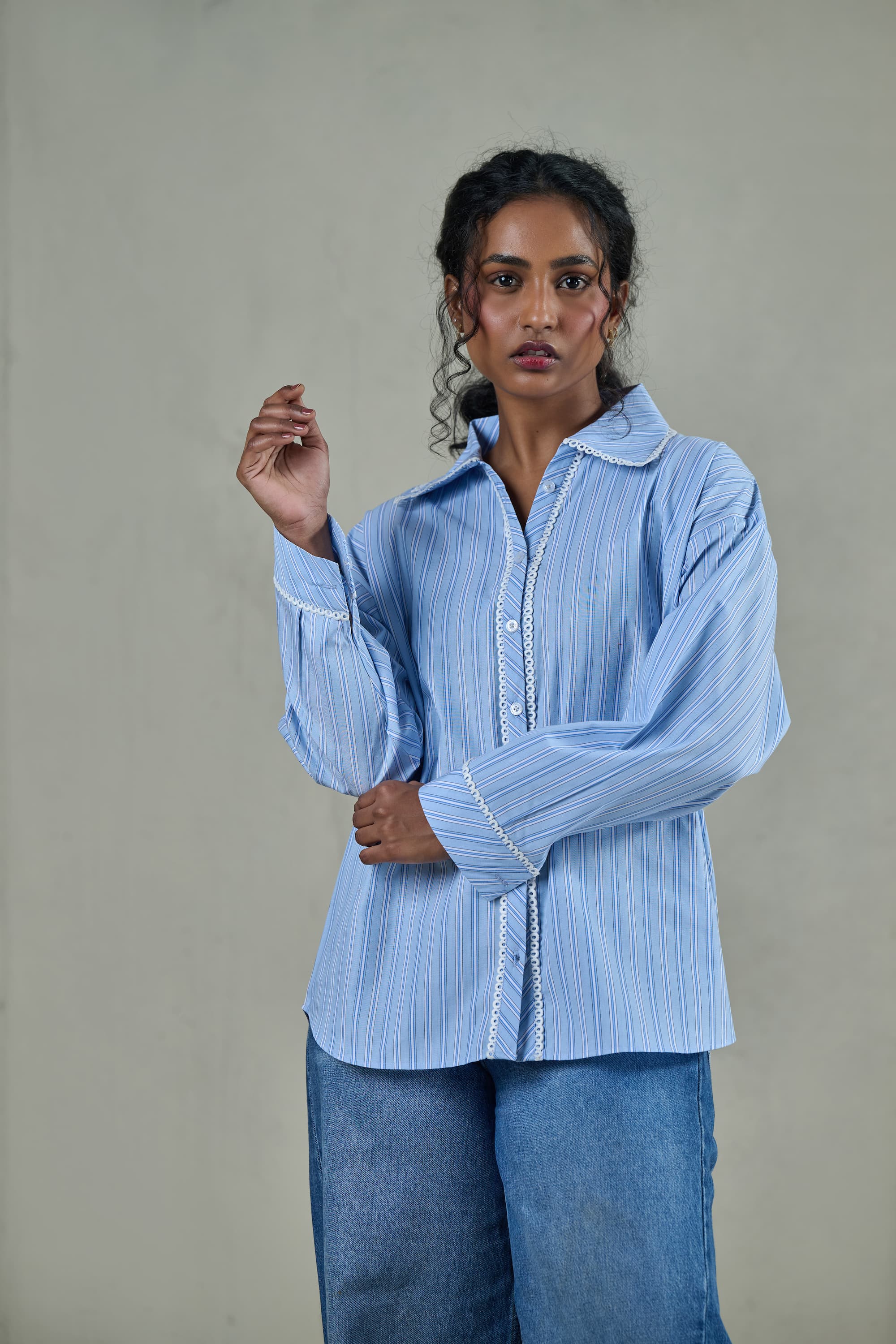 Blue Striped Poplin Shirt