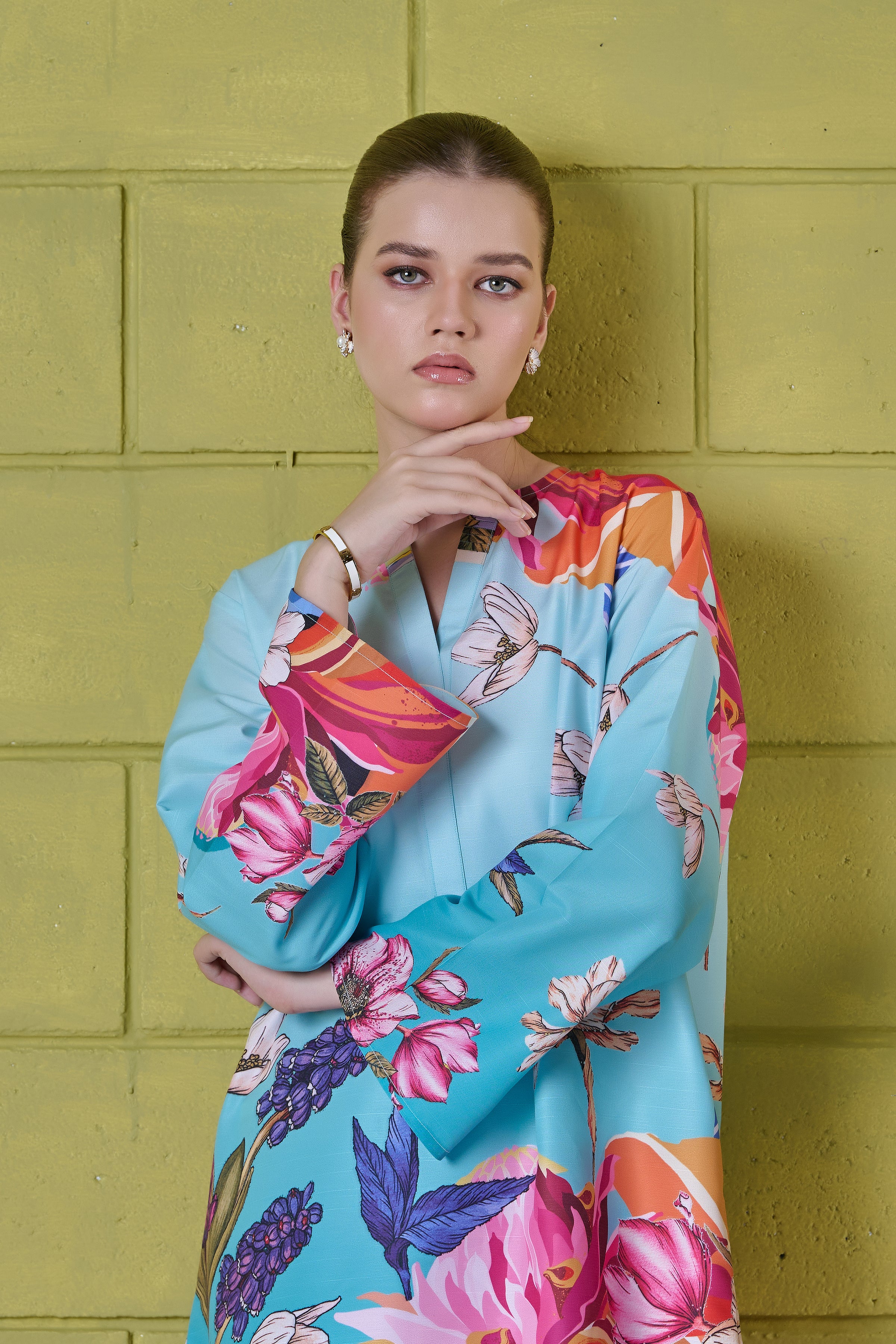 Spring Splash: Blue Cord Set with Pastel Flowers – cocoon-pk