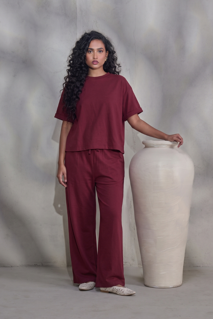 Maroon Jersey Co-ord Set