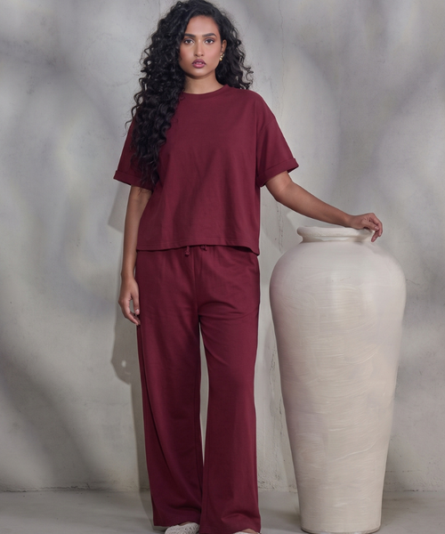 Maroon Jersey Co-ord Set